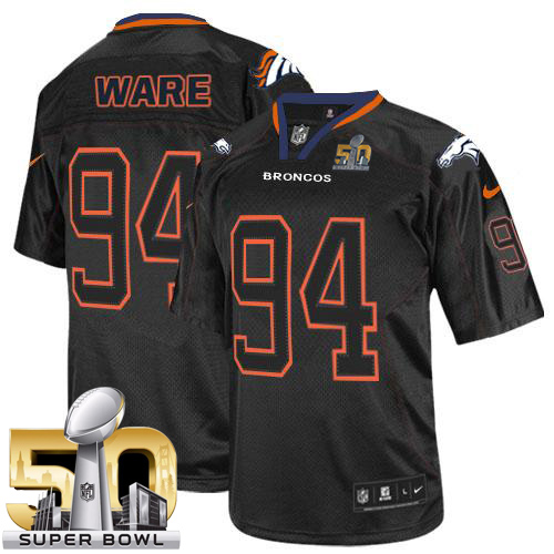 Nike Broncos #94 DeMarcus Ware Lights Out Black Super Bowl 50 Men's Stitched NFL Elite Jersey - Click Image to Close